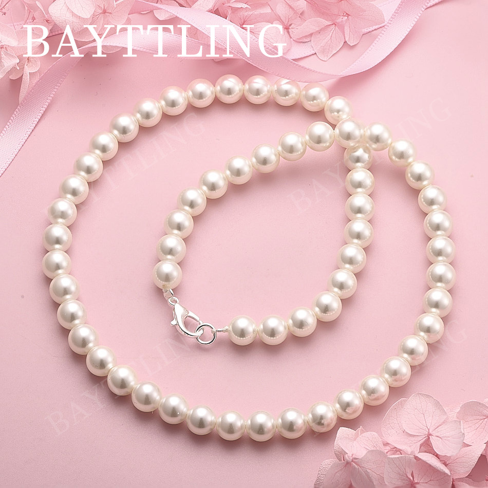 Pearl Trim Chain - 925 Sterling Silver Elegant Pearl Necklace