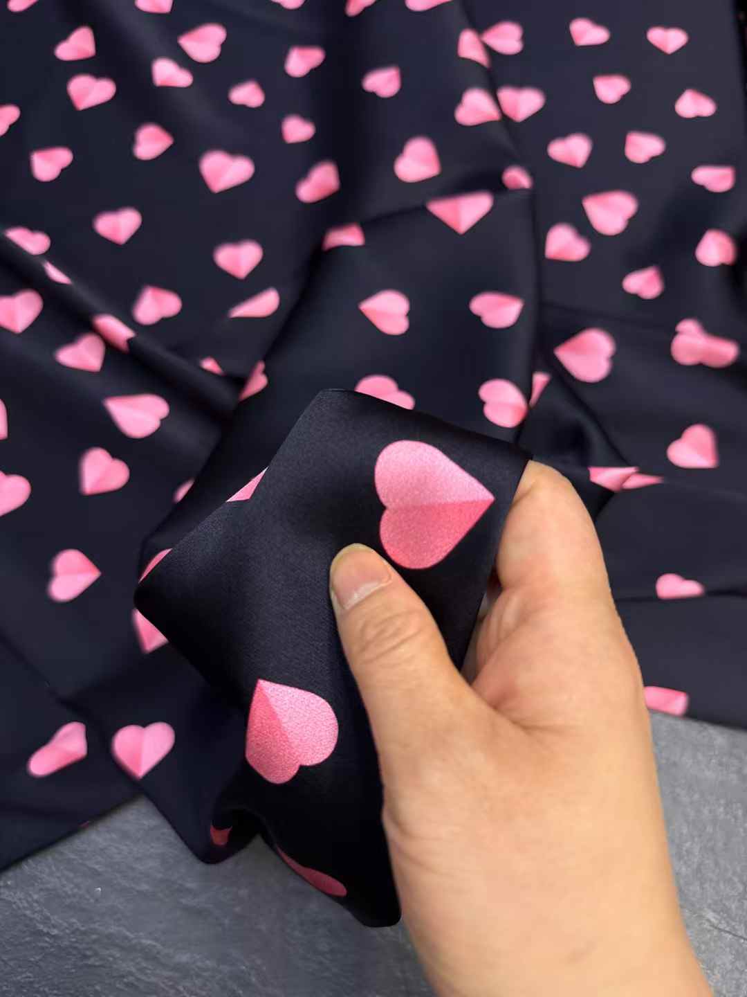 Pink Hearts Real Silk Fabric E - Crystal Mesh Fabric ulasan dan harga