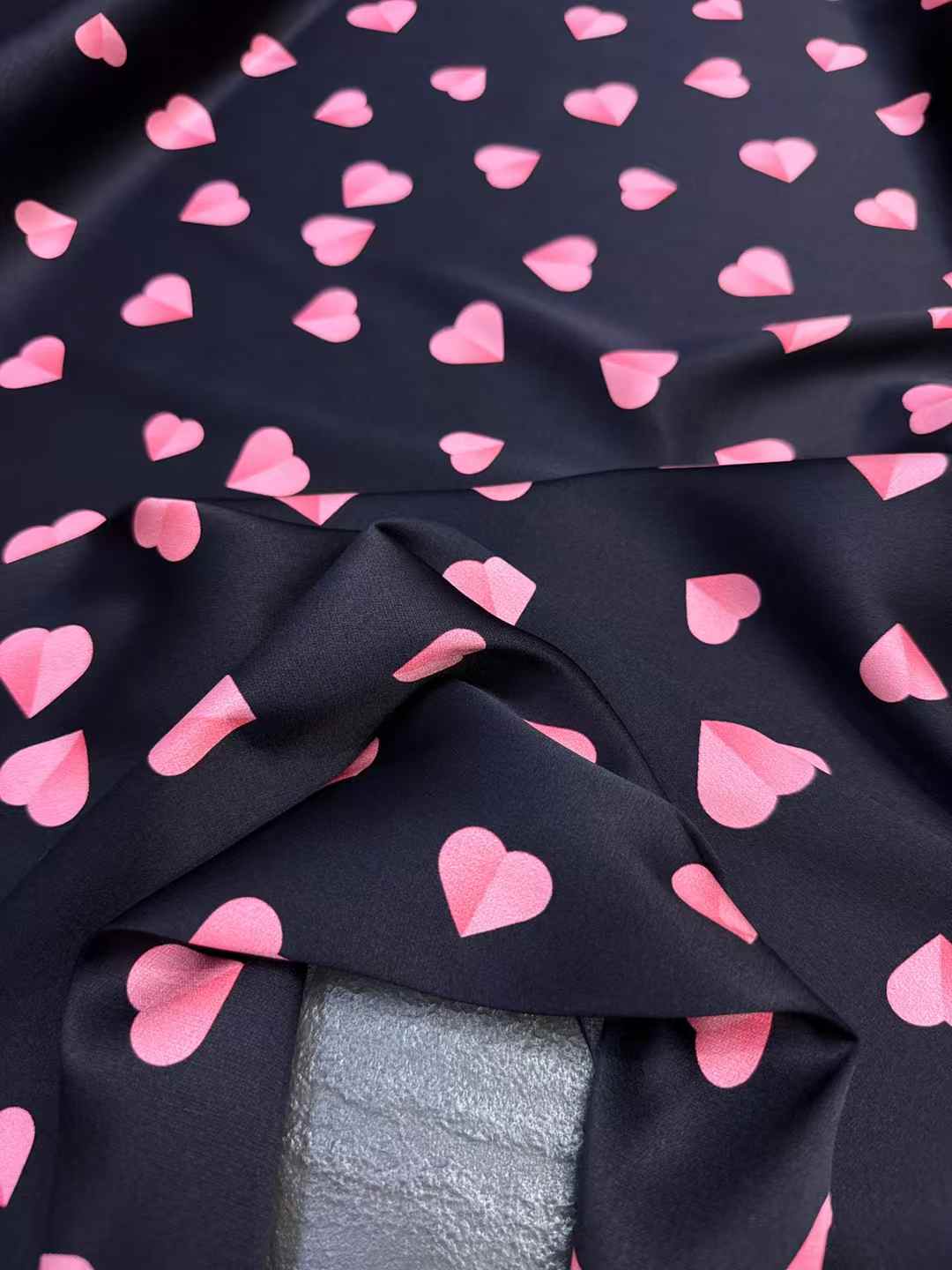 Pink Hearts Real Silk Fabric E - Crystal Mesh Fabric ulasan dan harga
