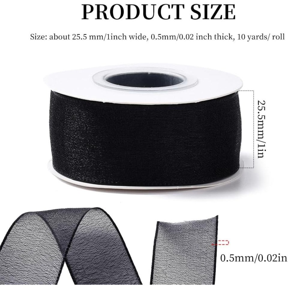 1 Inch Black Organza Ribbon Wi - Organza Ribbon Spool ulasan dan harga