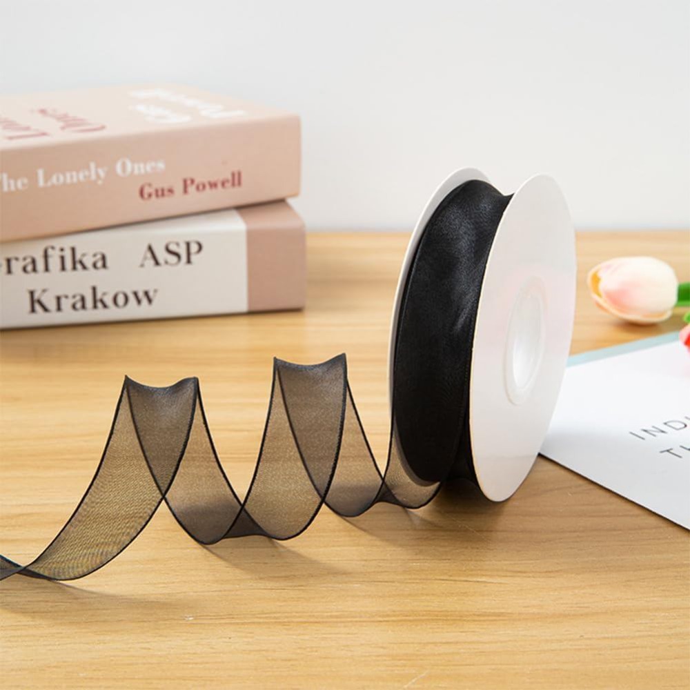 1 Inch Black Organza Ribbon Wi - Organza Ribbon Spool ulasan dan harga