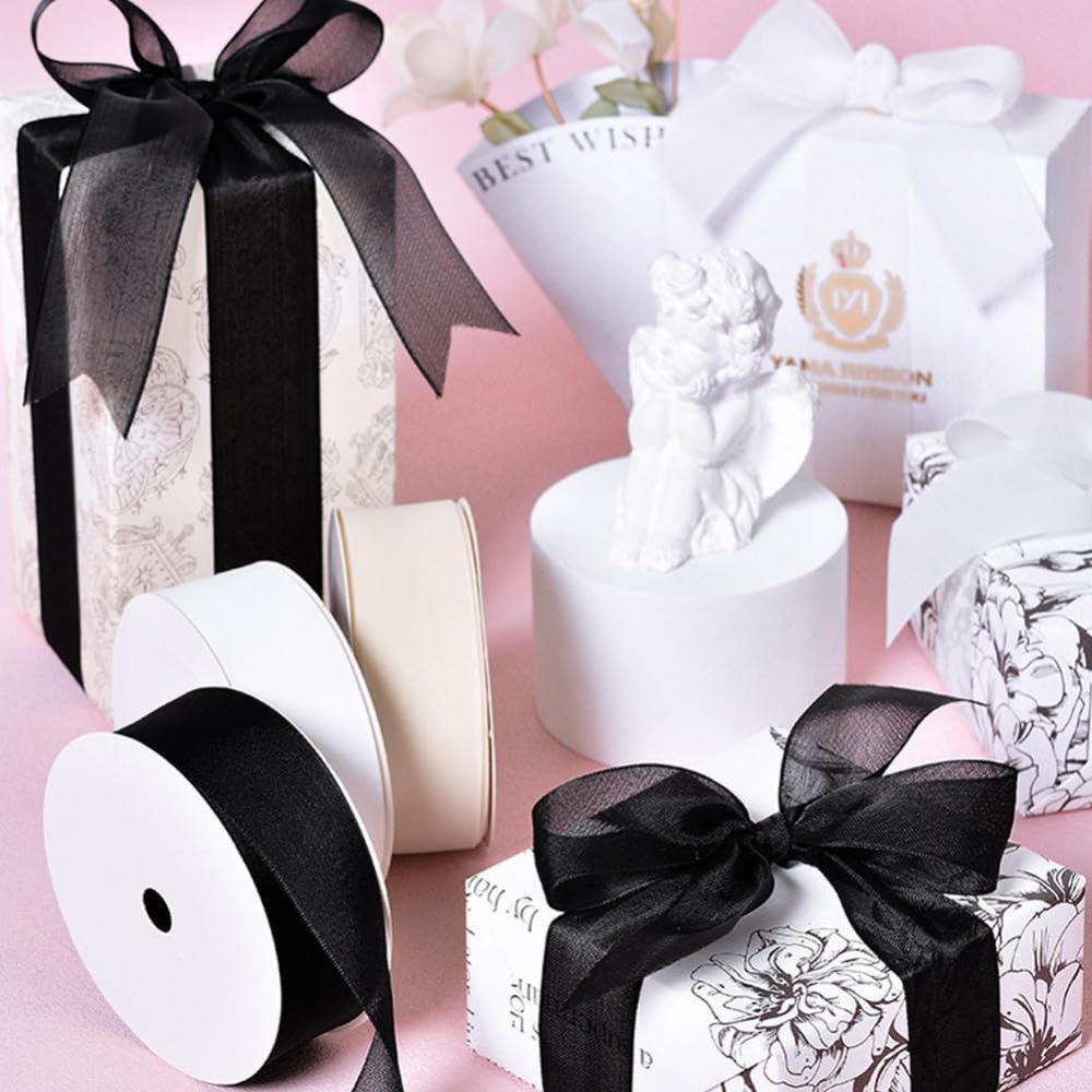 1 Inch Black Organza Ribbon Wi - Organza Ribbon Spool ulasan dan harga