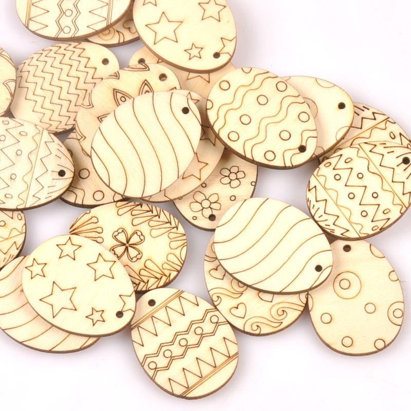 25Pcs Mixed Easter Egg Wood Cr - Embellishments For Scrapbooking ulasan dan harga