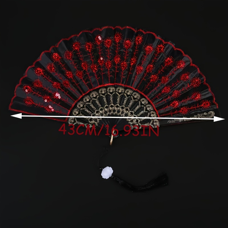 Spanish Style Folding Hand Fan - Tassel Fringe Trim ulasan dan harga