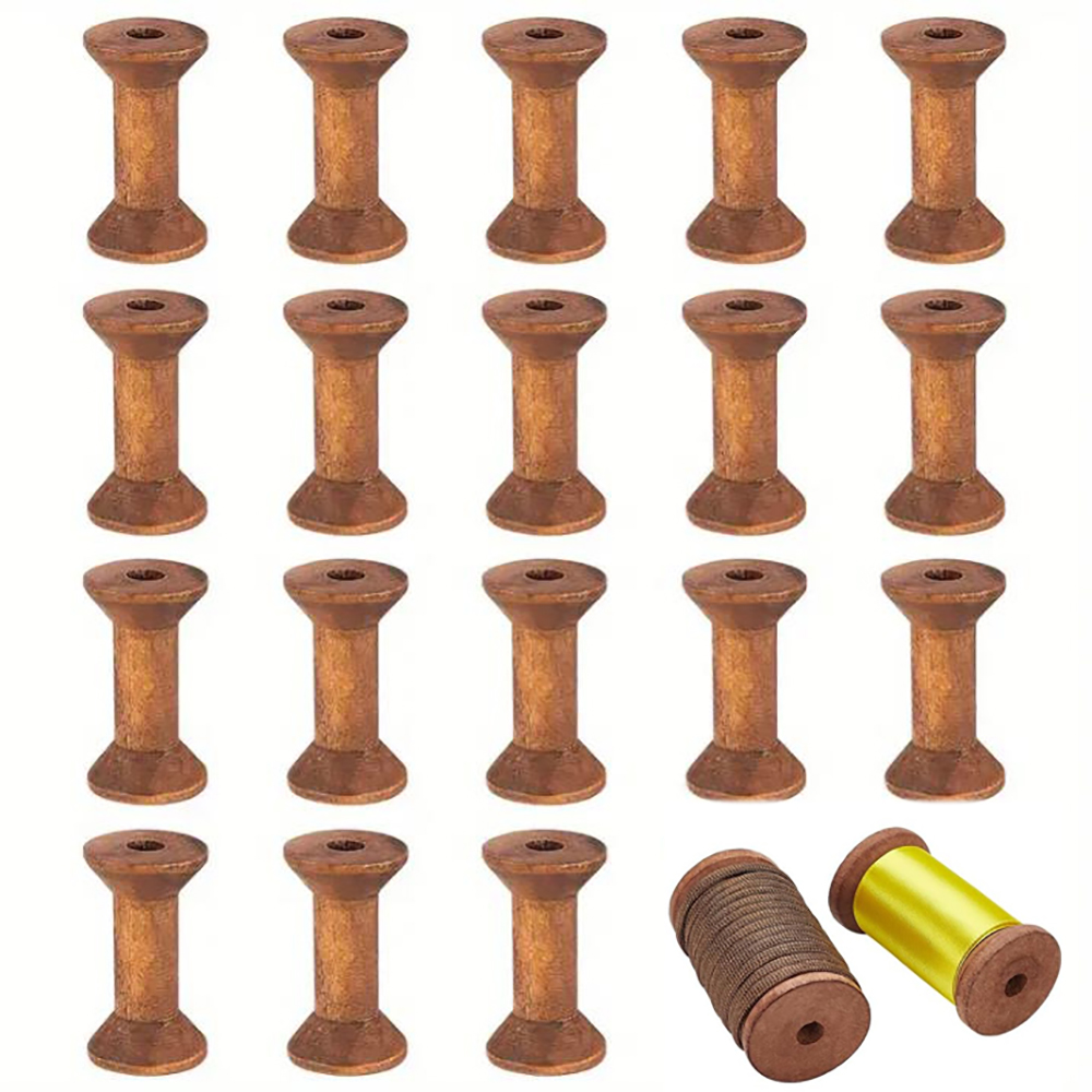 10/20Pcs Mini Wooden Bobbins E - Organza Ribbon Spool ulasan dan harga