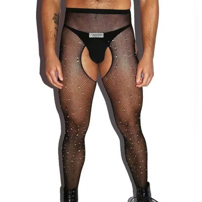 Men Hosiery Open Crotch Fishne - Crystal Mesh Fabric ulasan dan harga