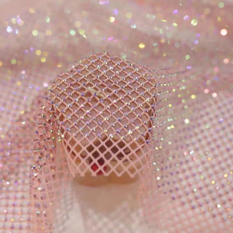 Mistlace Stretch Rhinestone Fi - Crystal Mesh Fabric ulasan dan harga