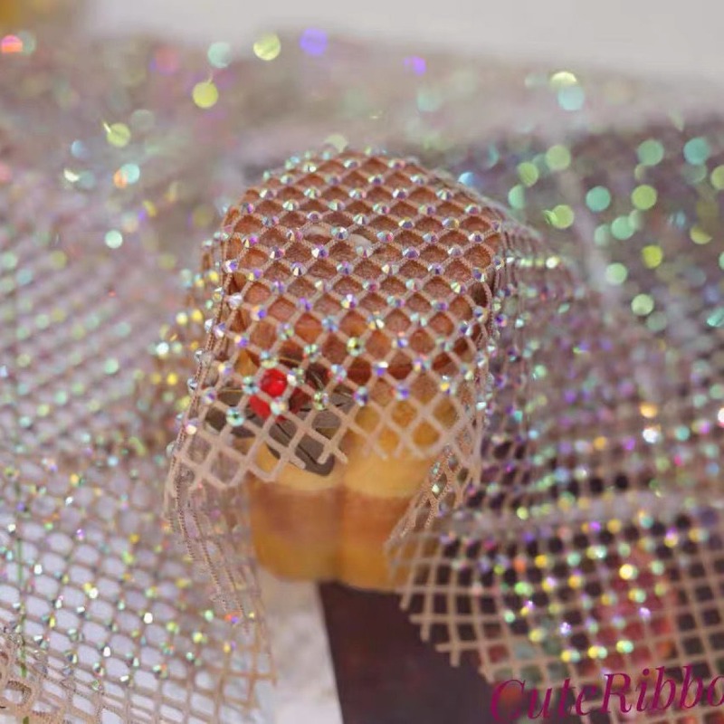Mistlace Stretch Rhinestone Fi - Crystal Mesh Fabric ulasan dan harga
