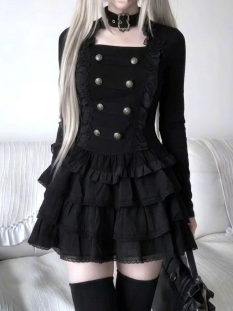 Gothic Harajuku Lolita 2-piece - Elastic Lace Trim ulasan dan harga