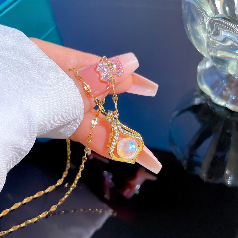 Elegant Women's K14 Gold Color - Pearl Trim Chain ulasan dan harga